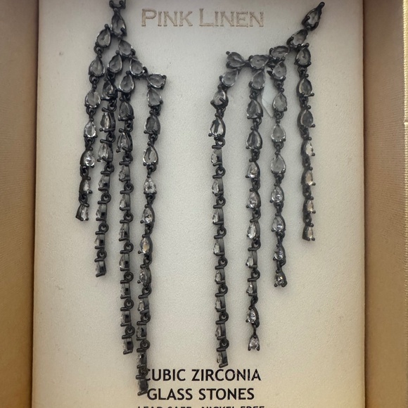 Pink Linen Jewelry - chandelier earrings